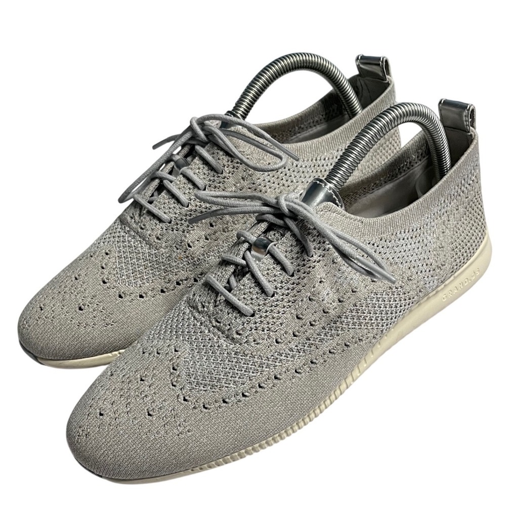 Cole Haan Zerogrand Stitchlite Wingtip Oxford Grey Silver W20315 Womens 9.5 B